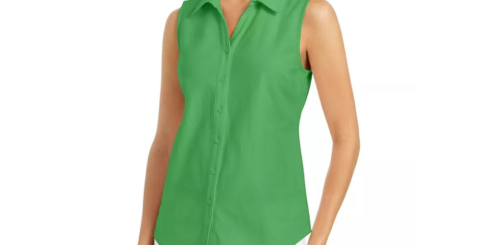 Polo Grass Women's Button Down Sleeveless Green Size 10