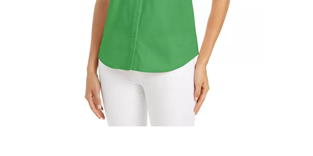 Polo Grass Women's Button Down Sleeveless Green Size 10