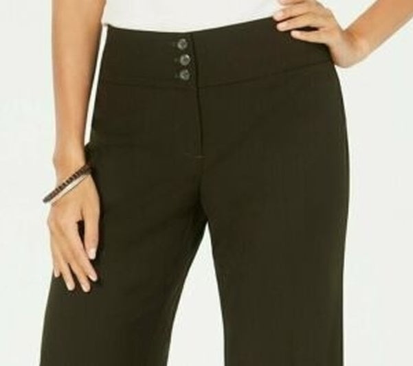 Style & Co Women's Stretch Wide-Leg Pants Dark Green Size 6 T/L