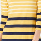 Charter Club Women's Pima Cotton Button-Shoulder Stripe Top Gold Size X-Small