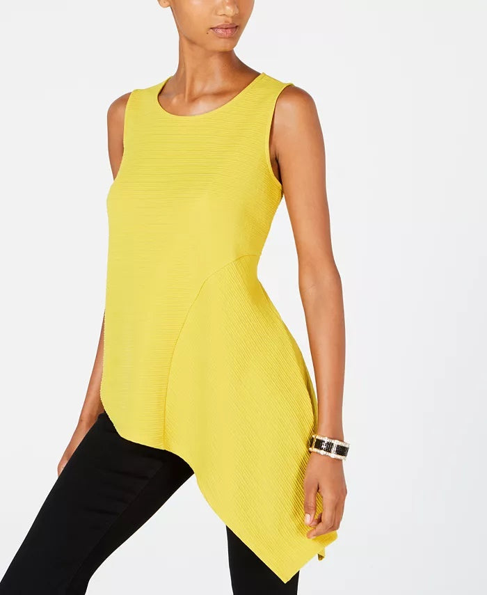 Alfani Women's Asymmetrical-Hem Top Gold Size Large