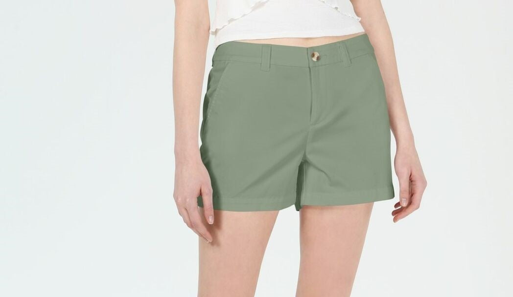Maison Jules Women's Flat Front Chino Shorts Green Size 8