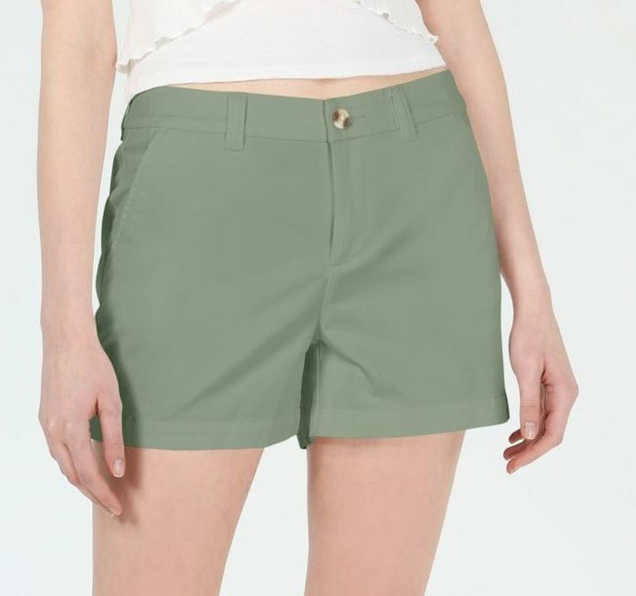 Maison Jules Women's Flat Front Chino Shorts Green Size 8