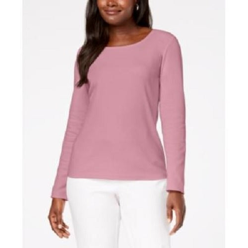 Karen Scott Women's Cotton Scoop-Neck Top Dark Pink Size XX-Large