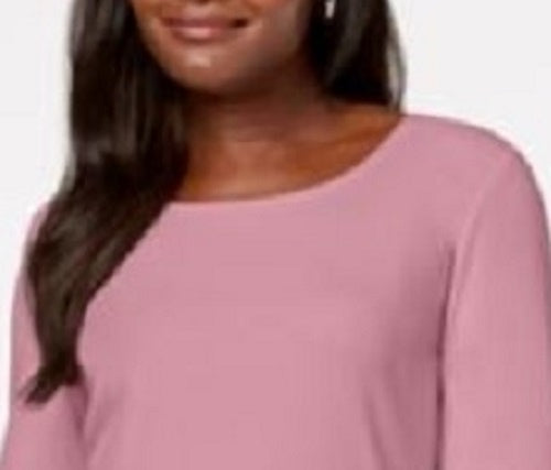 Karen Scott Women's Cotton Scoop-Neck Top Dark Pink Size XX-Large