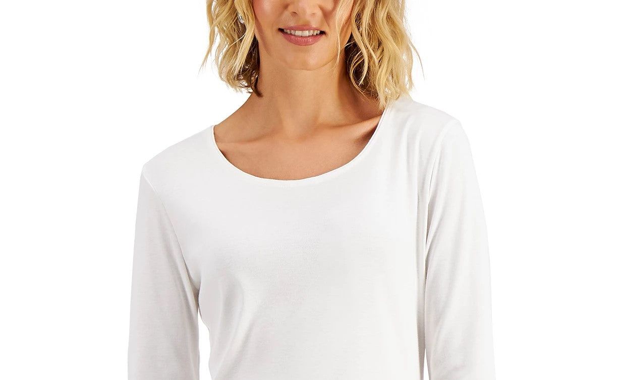 Karen Scott Women's Cotton Scoop Neck Top White Size XX-Large