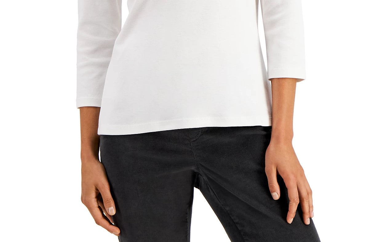 Karen Scott Women's Cotton Scoop Neck Top White Size XX-Large