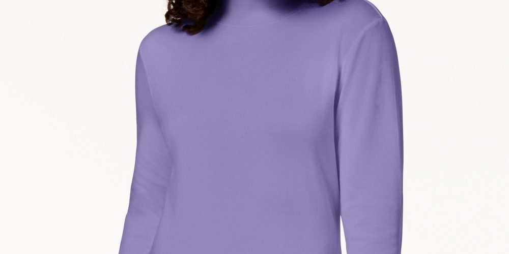 Karen Scott Women's Cotton Mock-Neck Top  Purple Size XX-Large