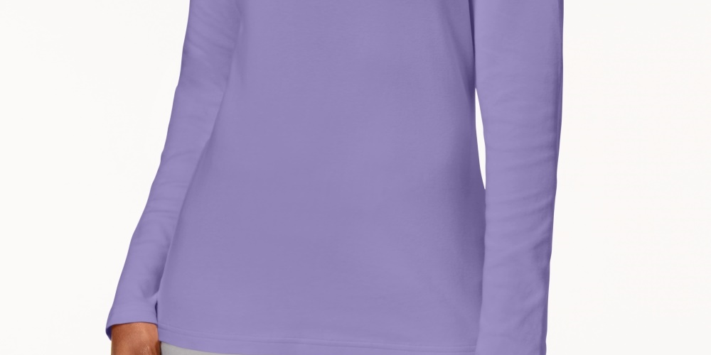 Karen Scott Women's Cotton Mock-Neck Top  Purple Size XX-Large