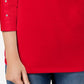 Karen Scott Women's Cotton Boat Neck Studded Top Red Size Medium