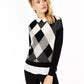 Charter Club Women's Argyle Cashmere Layered-Look Sweater Regular & Petite Sizes Black Size Medium