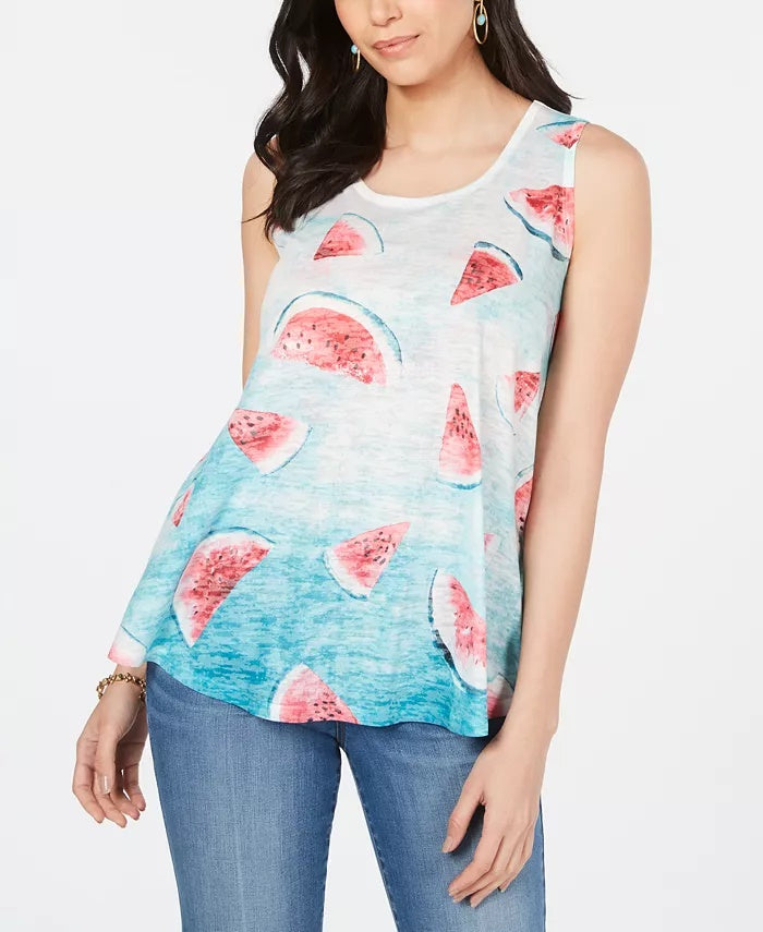 Style & Co Women's Graphic-Print Swing Tank Top White Size Medium