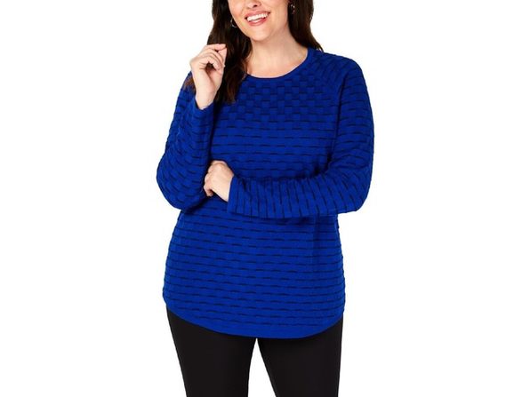 Karen Scott Women's Textured Sweater Navy Size Small