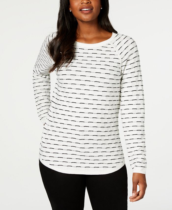 Karen Scott Women's Textured Sweater White Size XX-Large