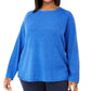 Karen Scott Women's Plus Size Curved-Hem Pullover Sweater Blue Size 2X