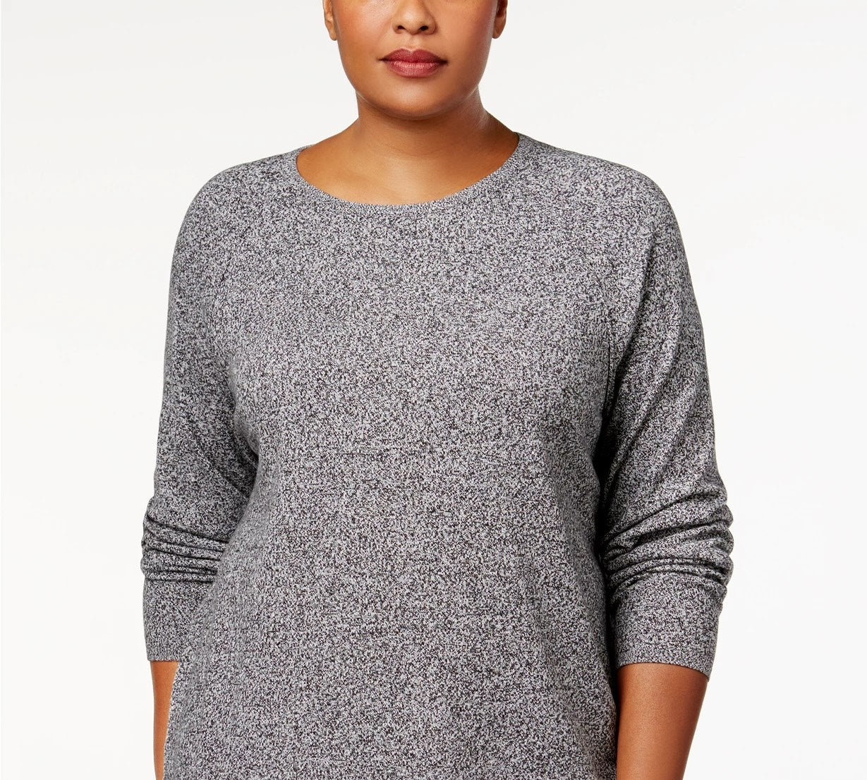 Karen Scott Women's Plus Size Curved-Hem Pullover Sweater White Size 1X