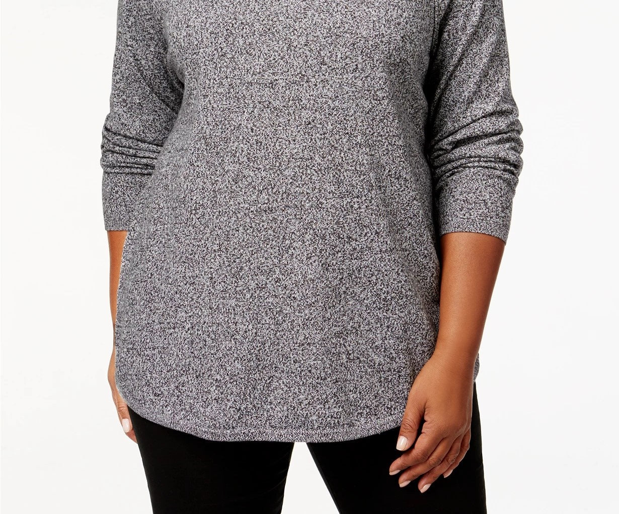 Karen Scott Women's Plus Size Curved-Hem Pullover Sweater White Size 1X