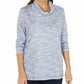 Karen Scott Women's Sport Space-Dyed Cowlneck Top Navy Size XX Large