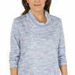 Karen Scott Women's Sport Space-Dyed Cowlneck Top Navy Size XX Large