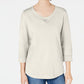 Karen Scott Women's 3/4-Sleeve French Terry Sweatshirt White Size XS