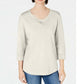 Karen Scott Women's Sport Cotton Studded 3/4 Sleeve Sweatshirt White Size Small