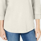 Karen Scott Women's Sport Cotton Studded 3/4 Sleeve Sweatshirt White Size Small