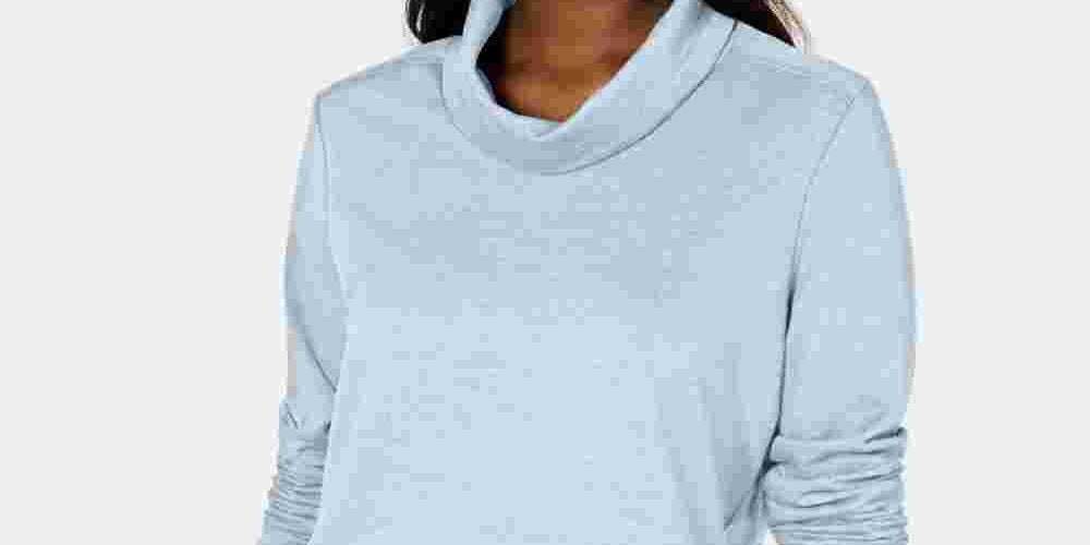 Karen Scott Women's Sport Cowl-Neck Top Blue Size X-Large