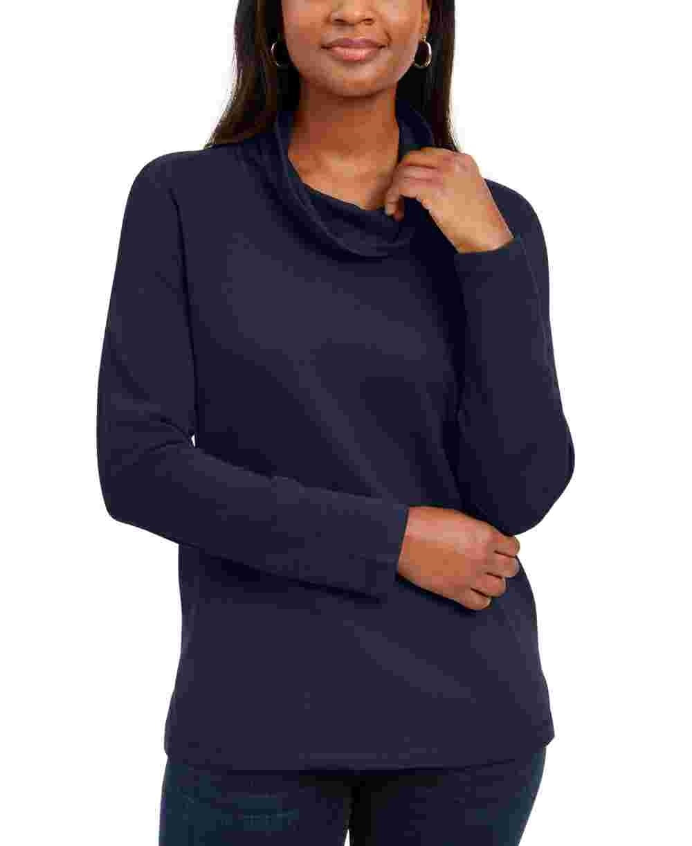 Karen Scott Women's Heather Long Sleeve Turtle Neck Blouse Top Blue Size Petite Small