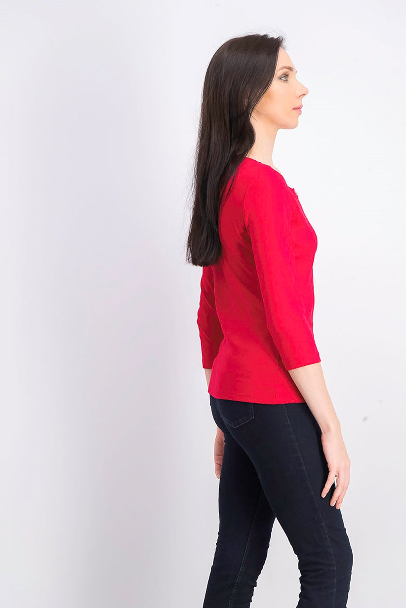 Karen Scott Women's Three-Quarter-Sleeve Top Bright Red Size Extra Large