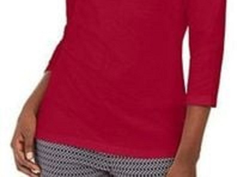 Karen Scott Women's Beaded Top Red Size XX-Large