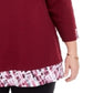 Karen Scott Women's Plus Size Plaid-Trim Top Red Size 1X