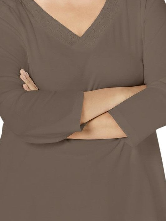 Karen Scott Women's Eyelet Trim Top Brown Size X-Small