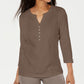 Karen Women's Scott Lace Front Henley Top Brown Size Small