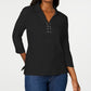 Karen Scott Women's Cotton Lace Up Shirt Black Size X-Small