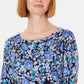 Karen Scott Women's Floral Print Sweater Blue