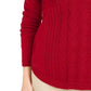 Charter Club Women's Textured Embellished Printed Long Sleeve Jewel Neck T-Shirt Sweater Red Size X-Small