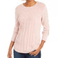 Charter Club Women's Petite Cable-Knit Button-Trim Sweater Pink Size Petite