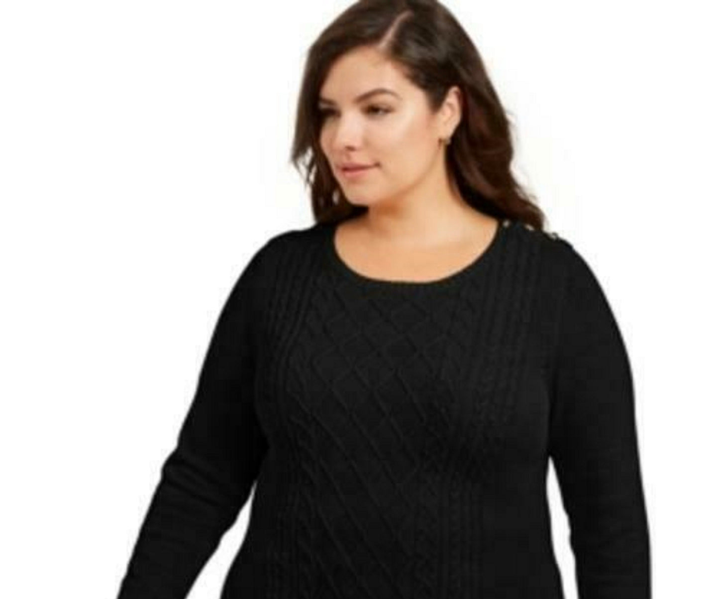 Charter Club Women's Plus Size Cable-Knit Sweater Black Size 1X