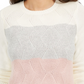Charter Club Women's Ivory Color Block Long Sleeve Crew Neck Blouse Sweater White Size XX-Large