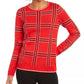 Charter Club Women's Printed Crewneck Sweater Red Size Small