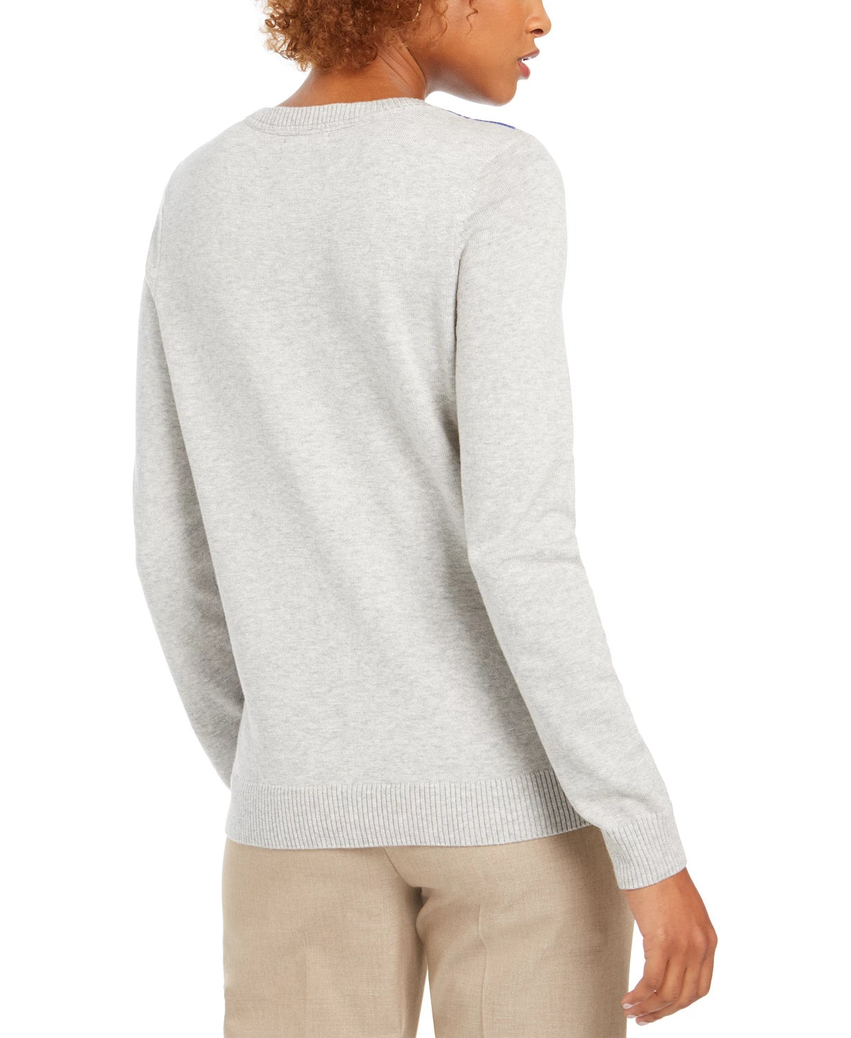 Charter Club Women's Argyle Crewneck Sweater Gray Size Medium