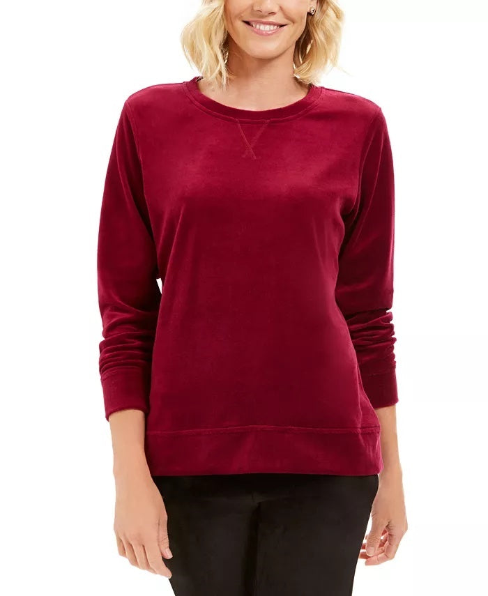 Karen Scott Women's Sport Velour Sweatshirt Purple Size Small
