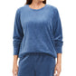 Karen Scott Women's Petite Velour Sweatshirt  Blue Size Petite Large