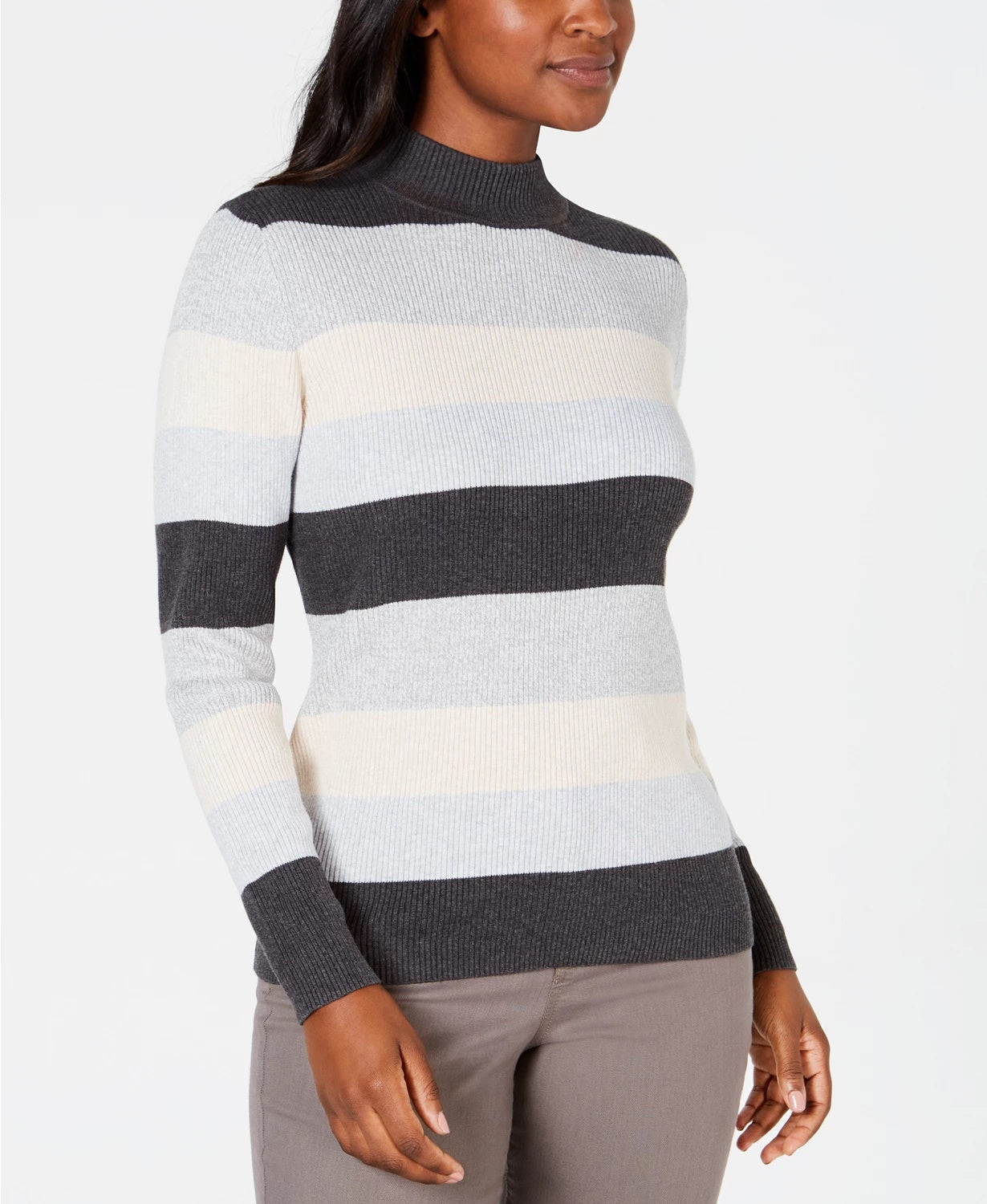 Karen Scott Women's Ribbed Mock-Neck Cotton Sweater Bright Blue Size X-Large