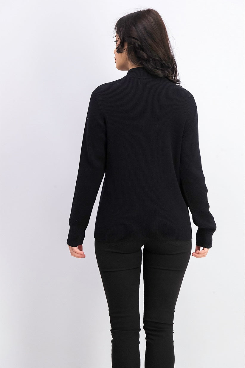 Karen Scott Women's Cotton Ribbed Turtleneck Top Black Size Small