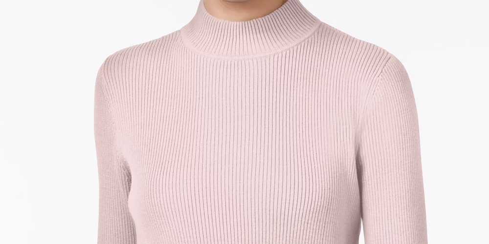 Karen Scott Women's Cotton Ribbed Turtleneck Top Pink Size Small