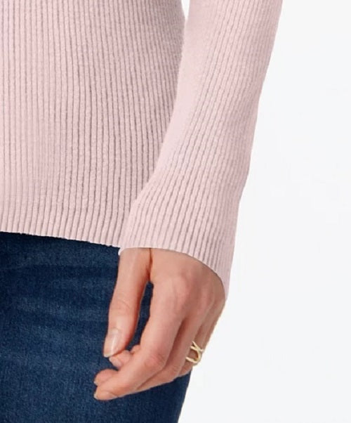 Karen Scott Women's Cotton Ribbed Turtleneck Top Pink Size Small