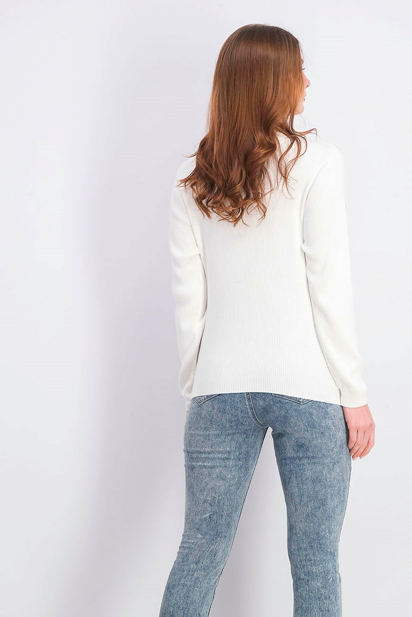 Karen Scott Women's Cotton Ribbed Turtleneck Top White Size Small