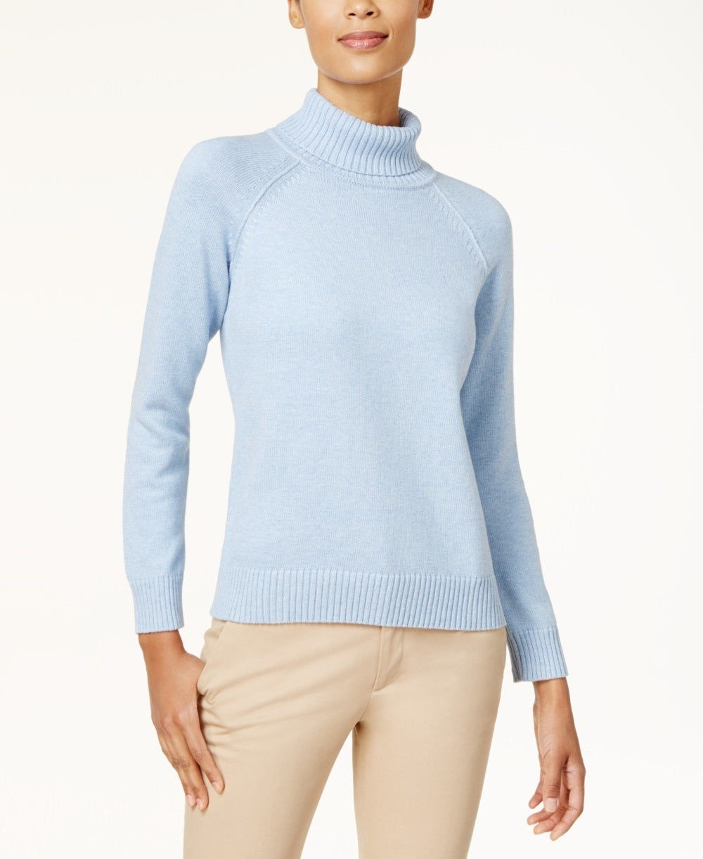 Karen Scott Women's Cotton Turtleneck Sweater Blue Size X-Large