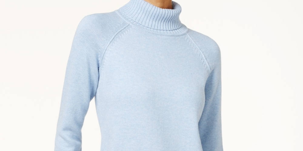 Karen Scott Women's Cotton Turtleneck Sweater Blue Size X-Large